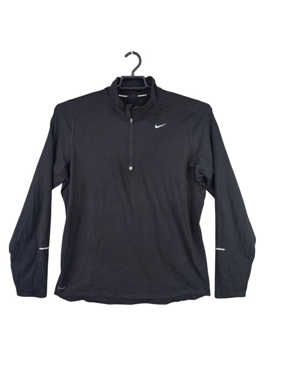 Mens Nike Black Dri-Fit Running 1/4 Zip Pullover Long Sleeve Polyester Blend L
